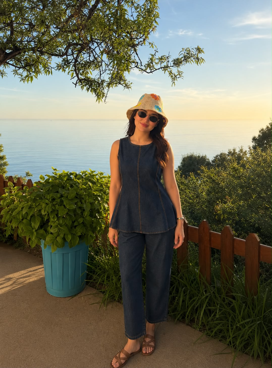 Premium denim cotton paired with a pretty cap