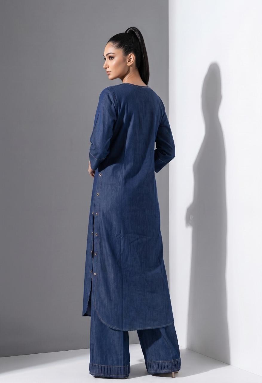 High n low super soft denim cotton stylish Co ord set