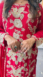 Premium pure chinon with embroidery and pearl detailing sharara set