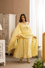 Buttter yellow embroidered Mul Cotton lining full suit set