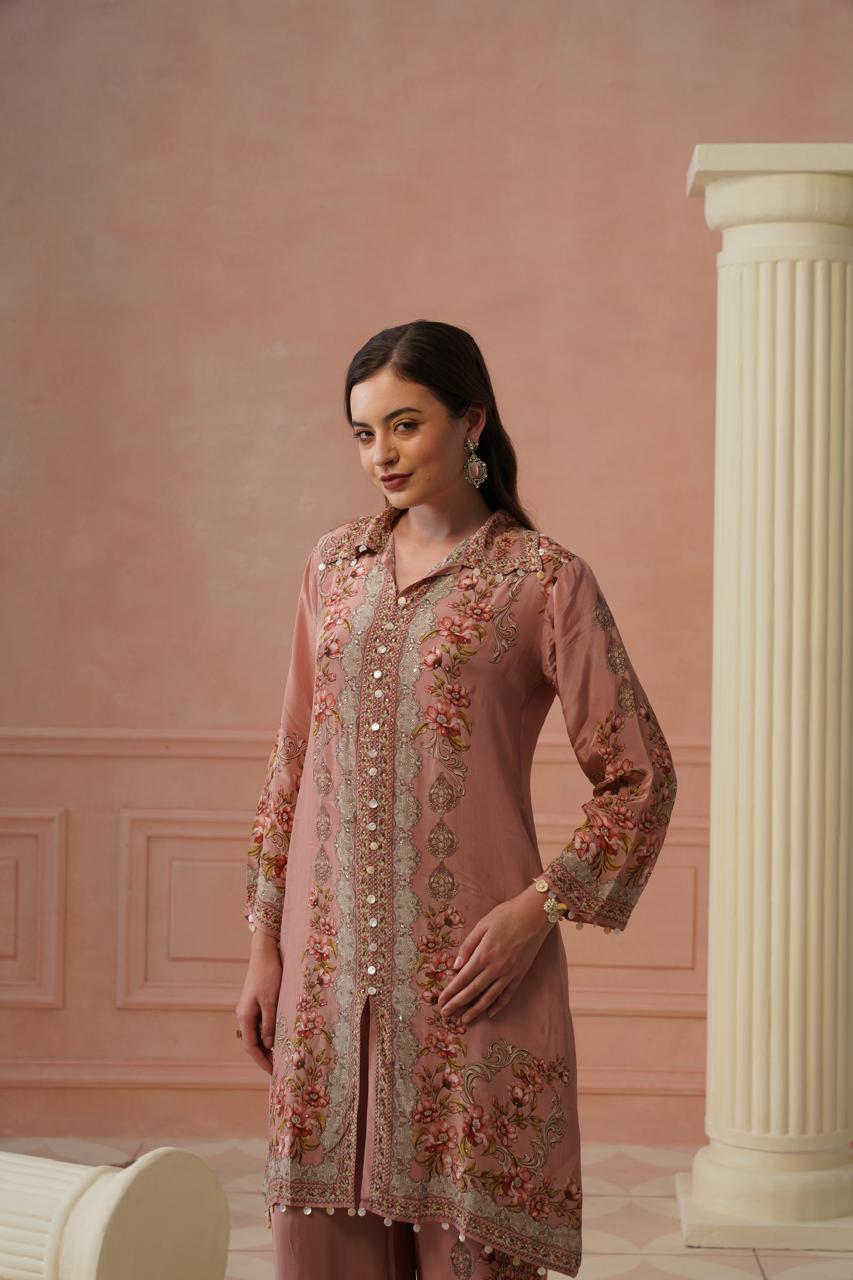 Royal didgital print crepe co ord comes with inner