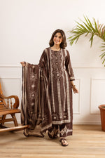 Pure cotton plazzo suit set in brown