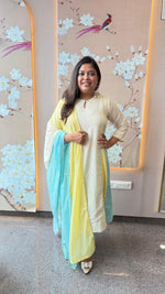 Premium cotton lining suit set in blue n yellow