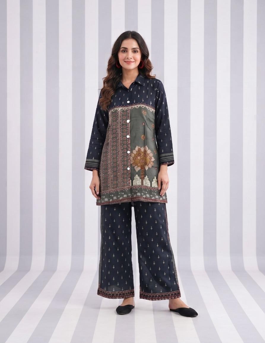 Designer Mul silk lining Co ord set