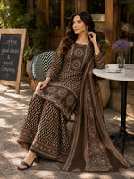 Pretty cotton ajrakh palazzos full suit set in brown