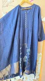 Pretty dola silk blue colour gold zari detailing suit set