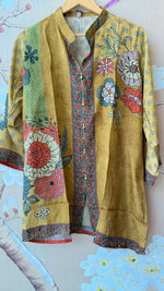 Pretty crepe silk digital printed front n back co ord in yellow