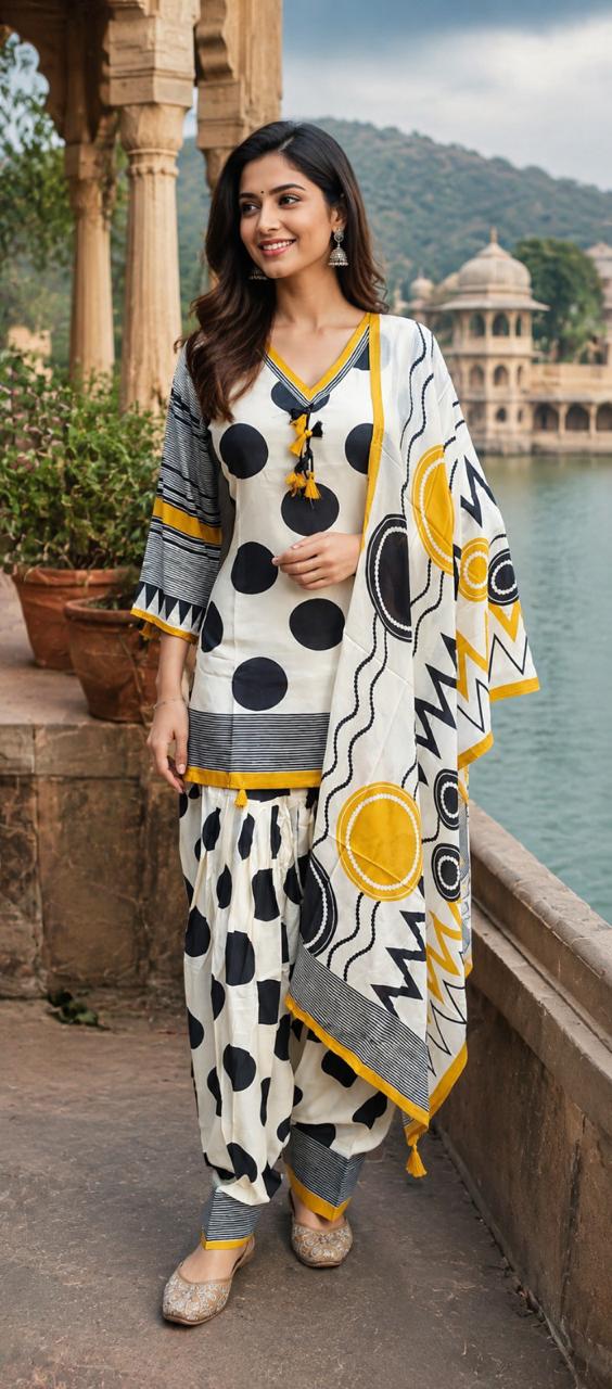 Mul silk farshi salwar polka lining suit set