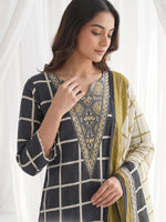Super soft Mul silk digital printed full suit set in black
