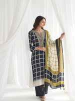 Super soft Mul silk digital printed full suit set in black