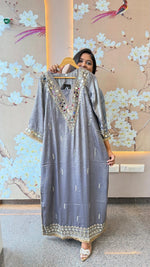 Imported fabric real mirror high slit purple dress