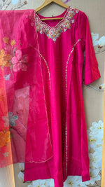 Modale hand embroidery rani pink lining suit set