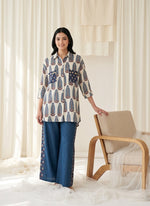 Loose fitted premium ajrakh co ord set in blue