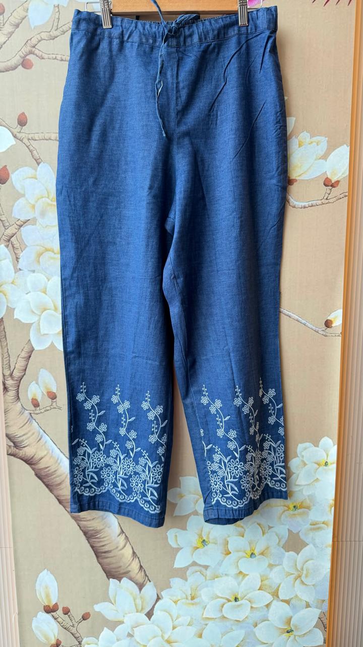 Stunning fully embroidered denim cotton co ord