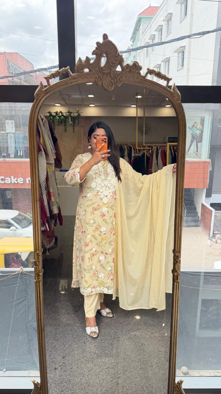 Super pretty beige chikankari suit set