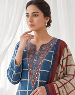 Chequered Mul silk suit set