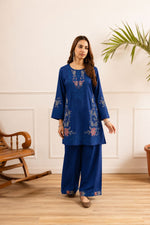 Embroidered plazzo set in blue