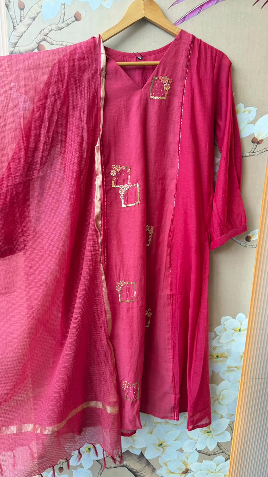 Mul chanderi lining full suit set