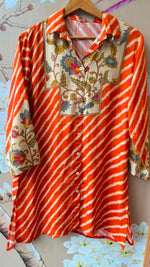 Super soft pure muslin lehariya co ord in orange