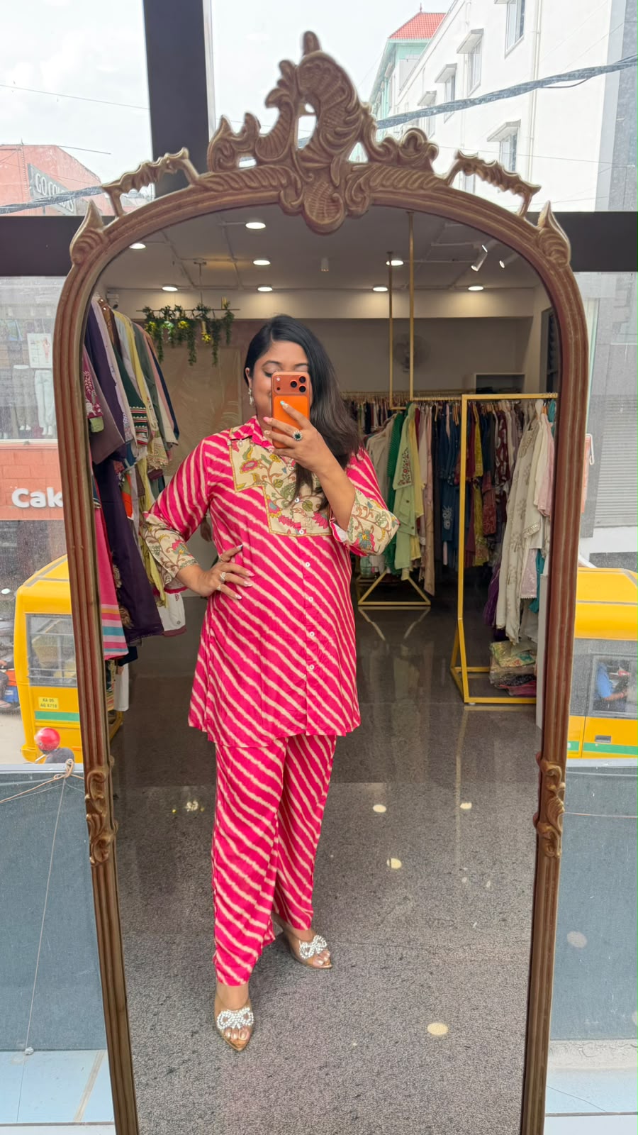 Super soft pure muslin lehariya co ord in pink