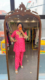 Super soft pure muslin lehariya co ord in pink