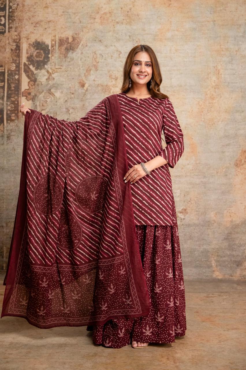 Super pretty wine colour skirt set