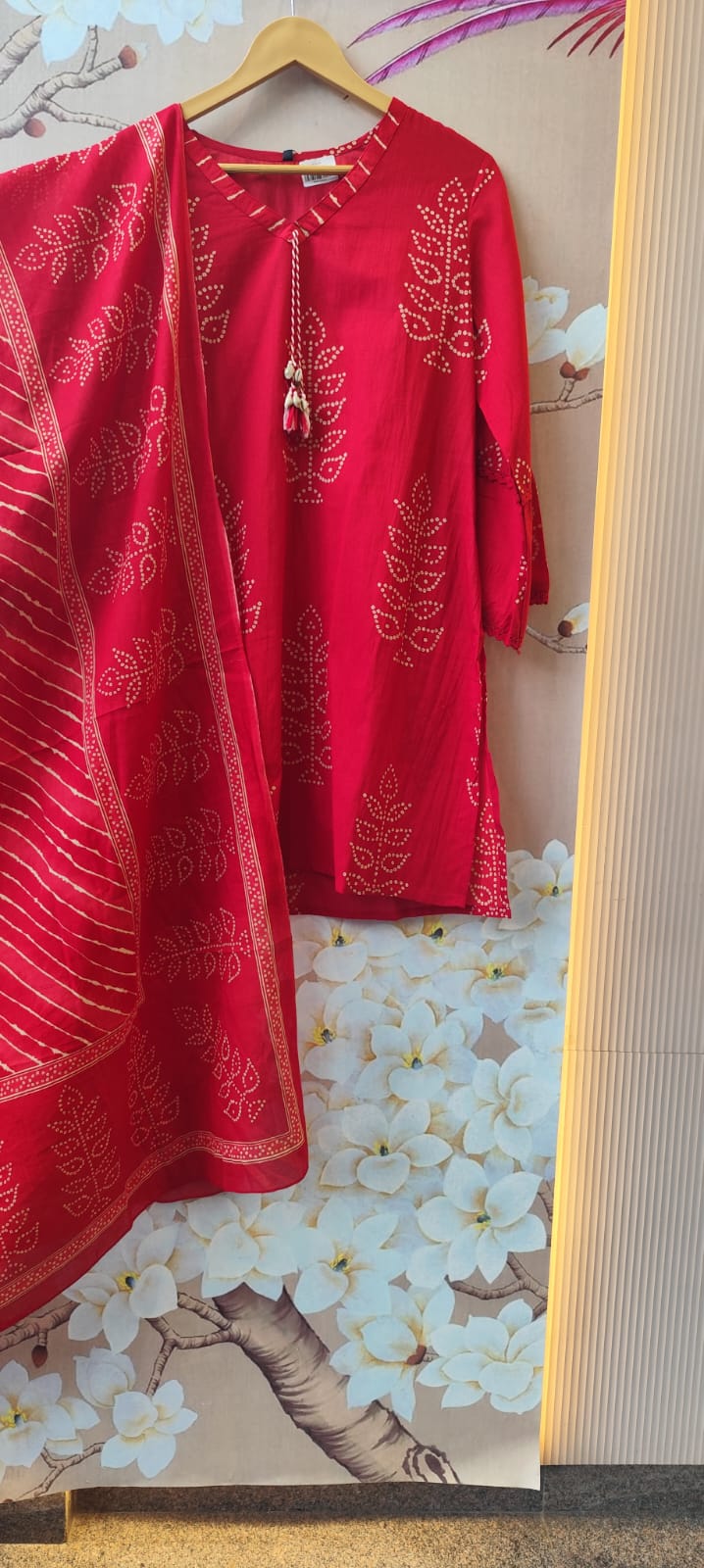 Premium cotton farshi salwar suit set in bandhani