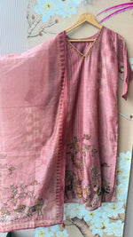 Pretty cotton silk highlighted with katha stitch suit set in pink