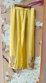 Premium chinon handwork detailing co ord in yellow
