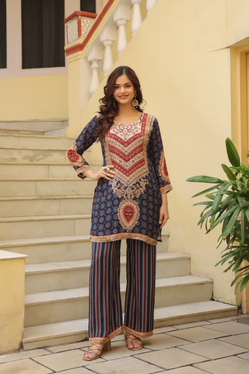Kareena Kapoor inspired swaroski embellished pure crepe lining co ord