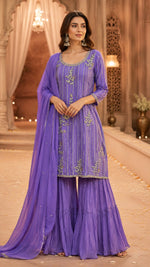 Premium chinon handwork sharara set