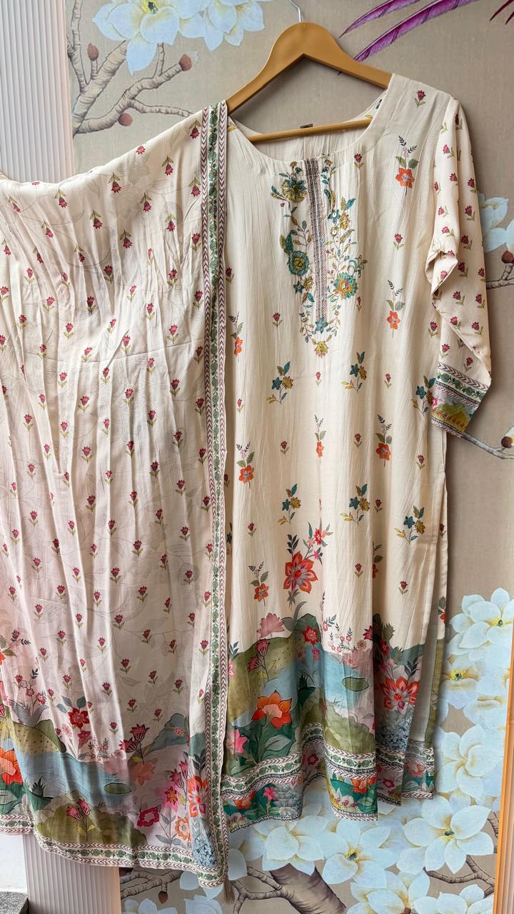 Pure Muslin silk lining full suit set