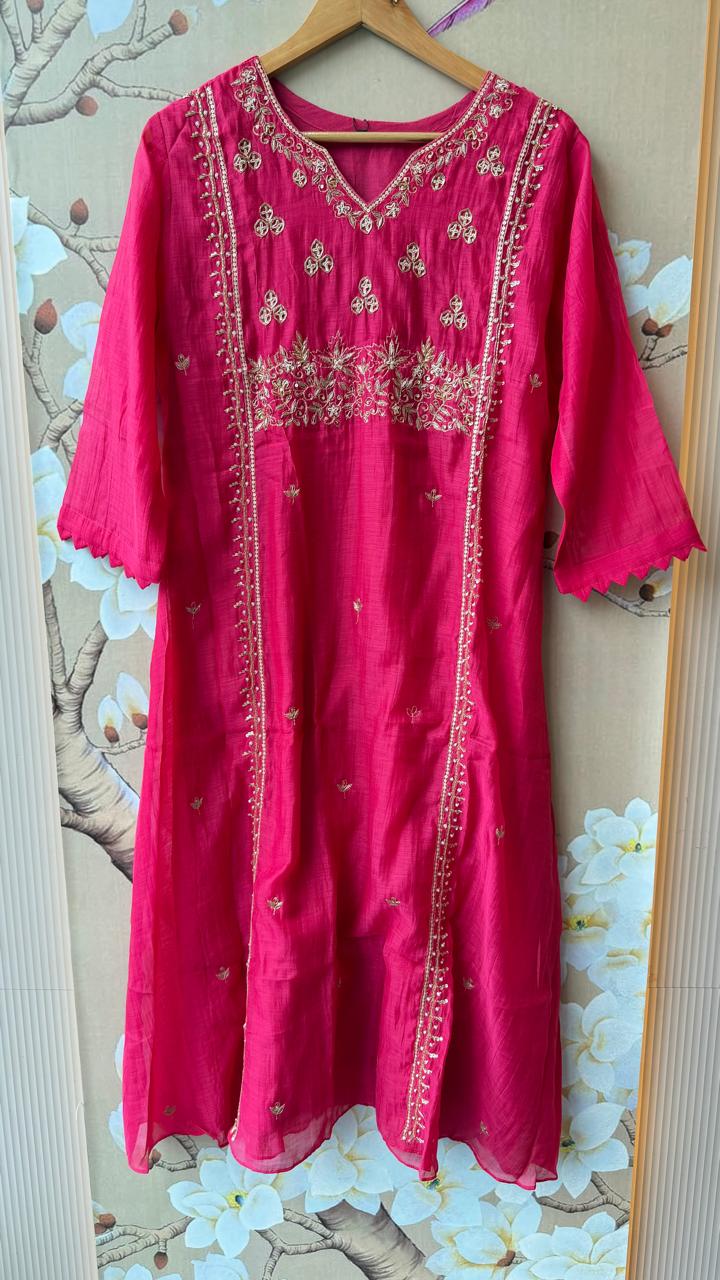 Premium Mul chanderi handwork suit set
