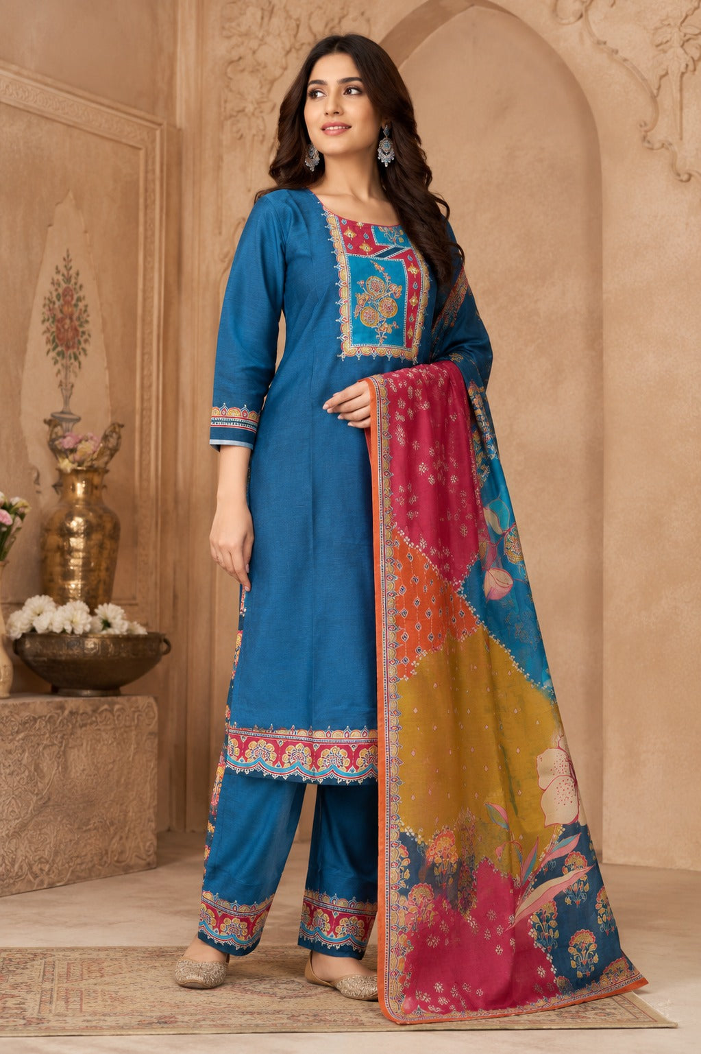 Pure Muslin designer back digital printed suit set