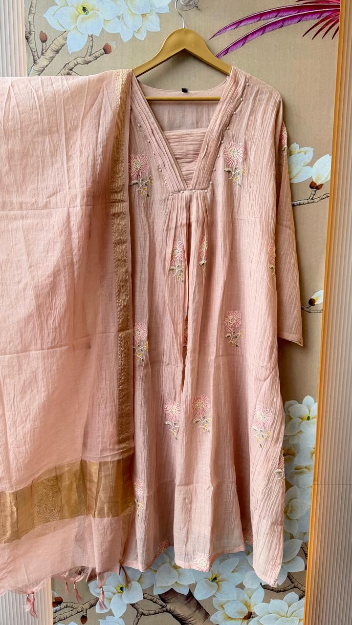 Pure Banarasi Mul chanderi suit set
