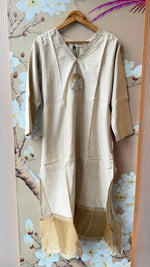 Super chanderi suit with gold zari detailing full suit set