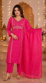 Premium Mul chanderi handwork suit set
