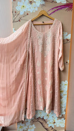 Premium georgette pearl work plazzo suit