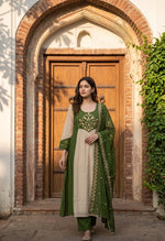 Pretty green Mul chanderi suit set