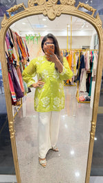 Pretty Mul Chanderi embroidered Co ord in green