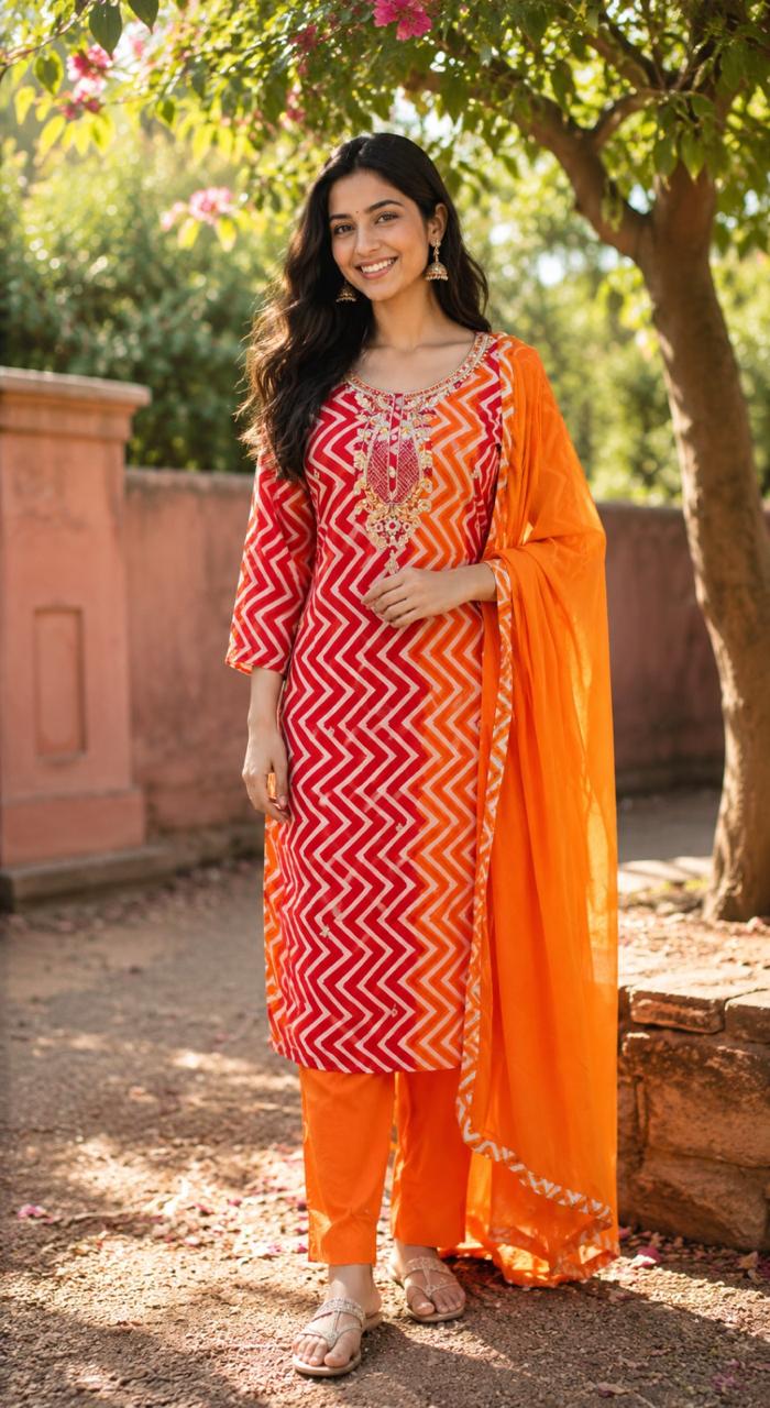 Pretty georgette with zari detailing suit set