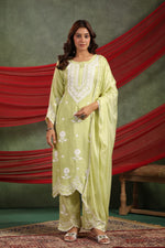 Super soft Modale chikankari in green