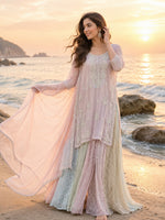 Super pretty georgette heavy pearl detailing full suit set