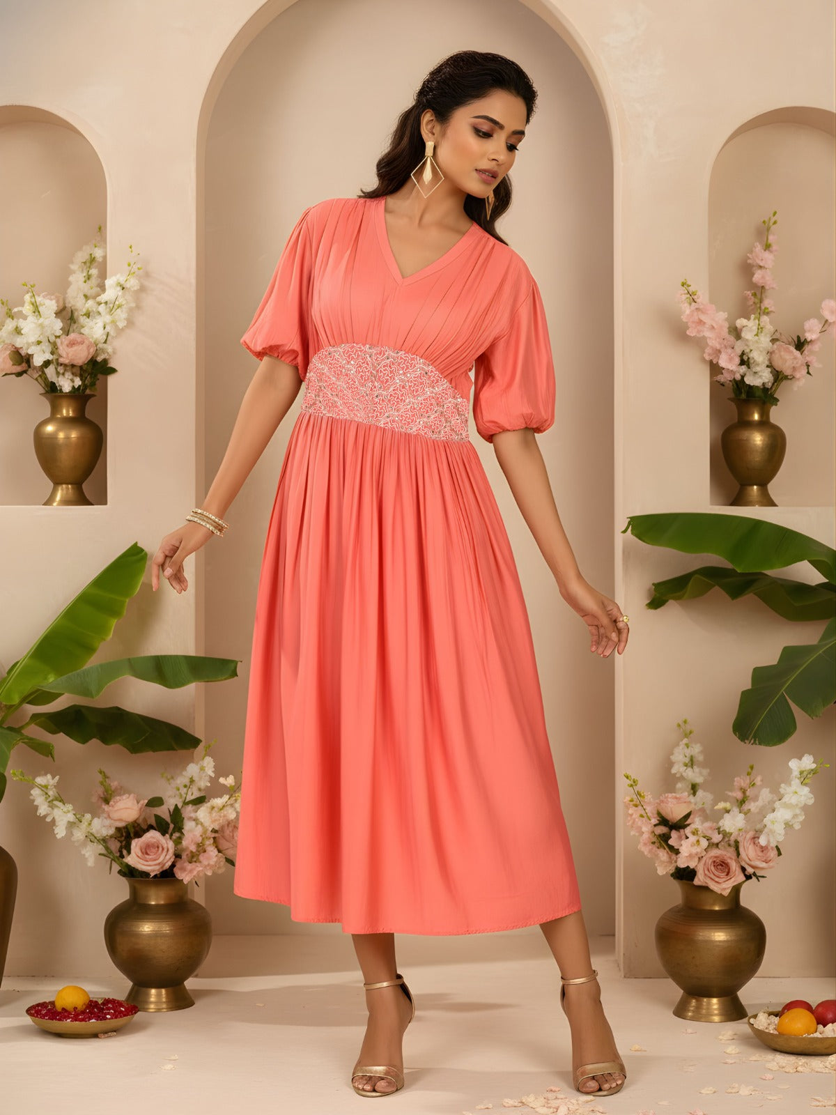 Super pretty viscose silk designer one piece with pocket