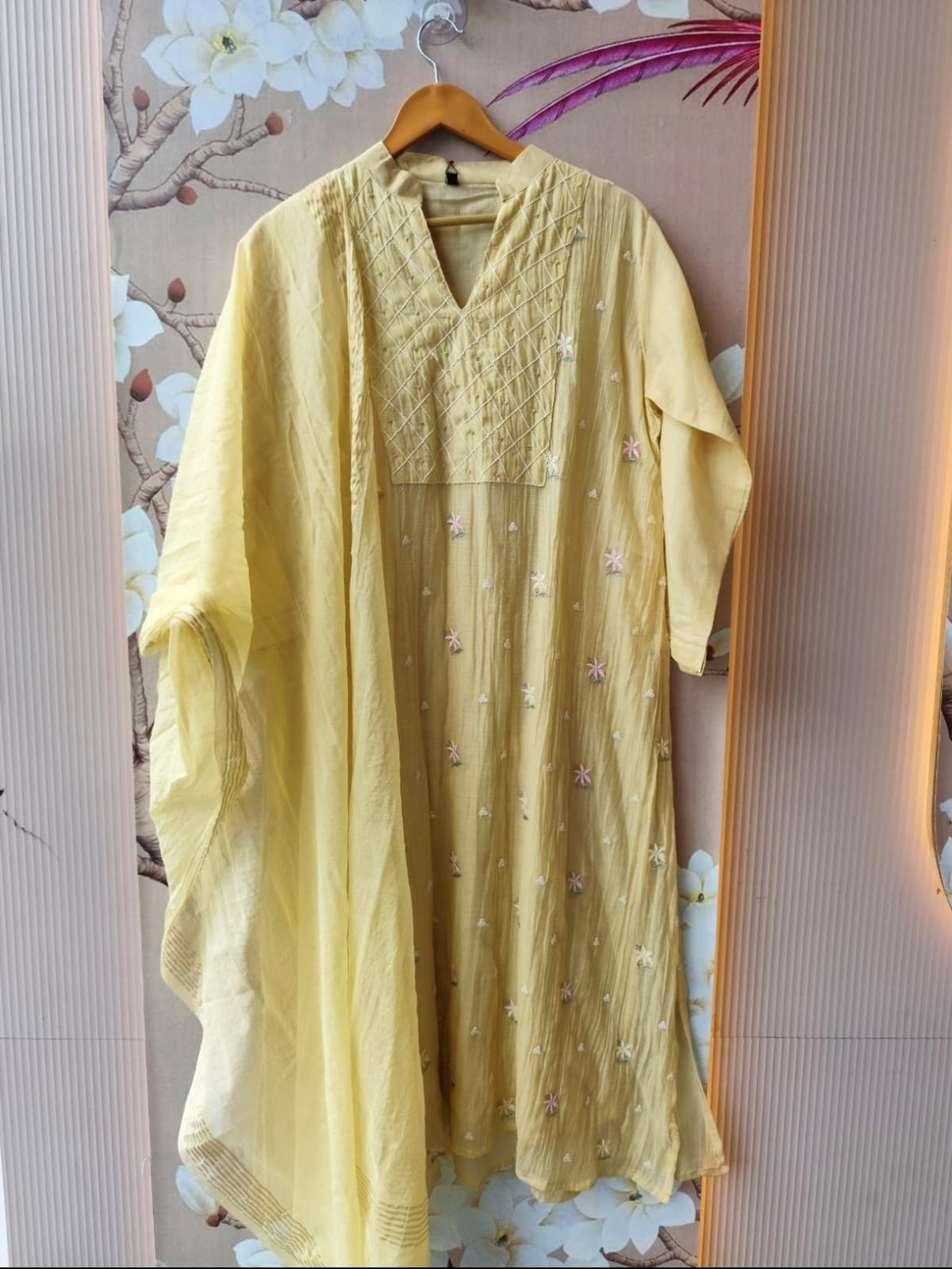 Premium Mul chanderi in yellow