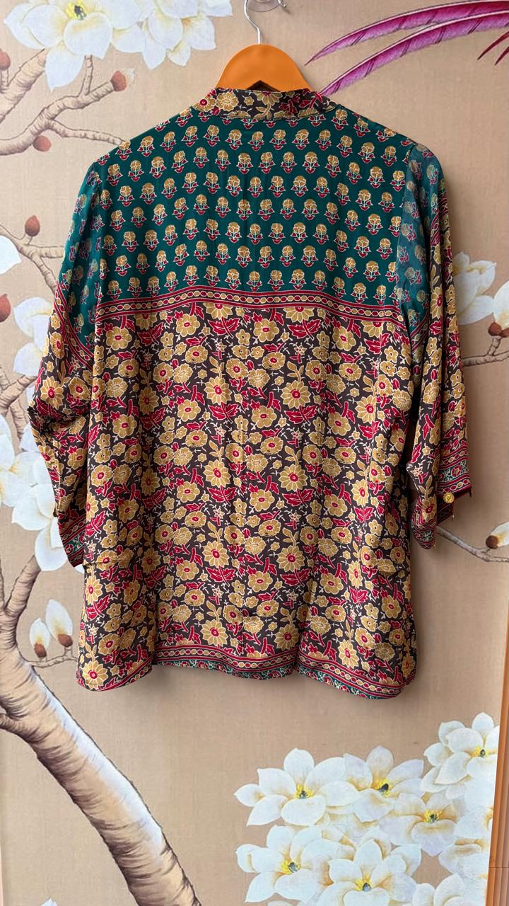 Pretty Kalamkari front n back top in blue