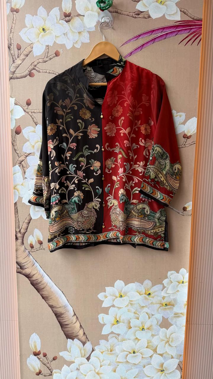 Pretty Kalamkari front n back top in black n red