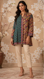 Pretty Kalamkari front n back top in blue