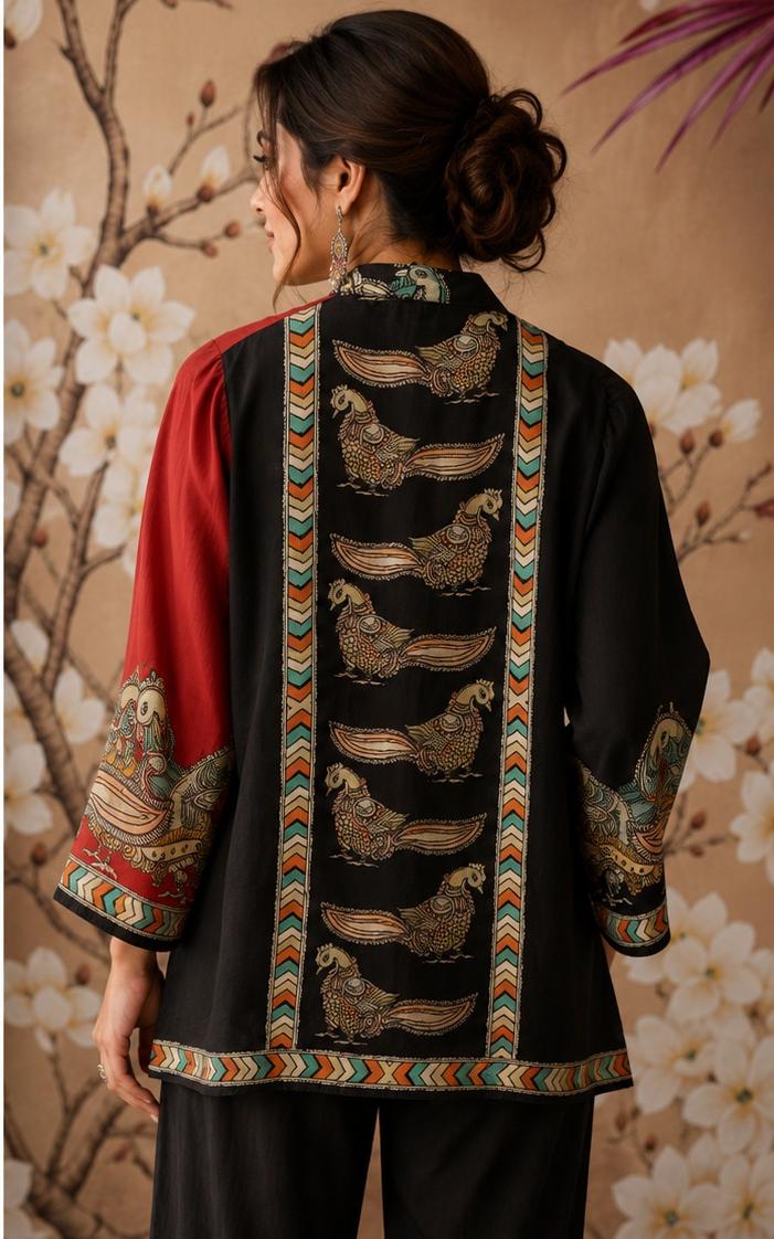 Pretty Kalamkari front n back top in black n red