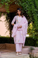 Pink cotton brush painted suit set
